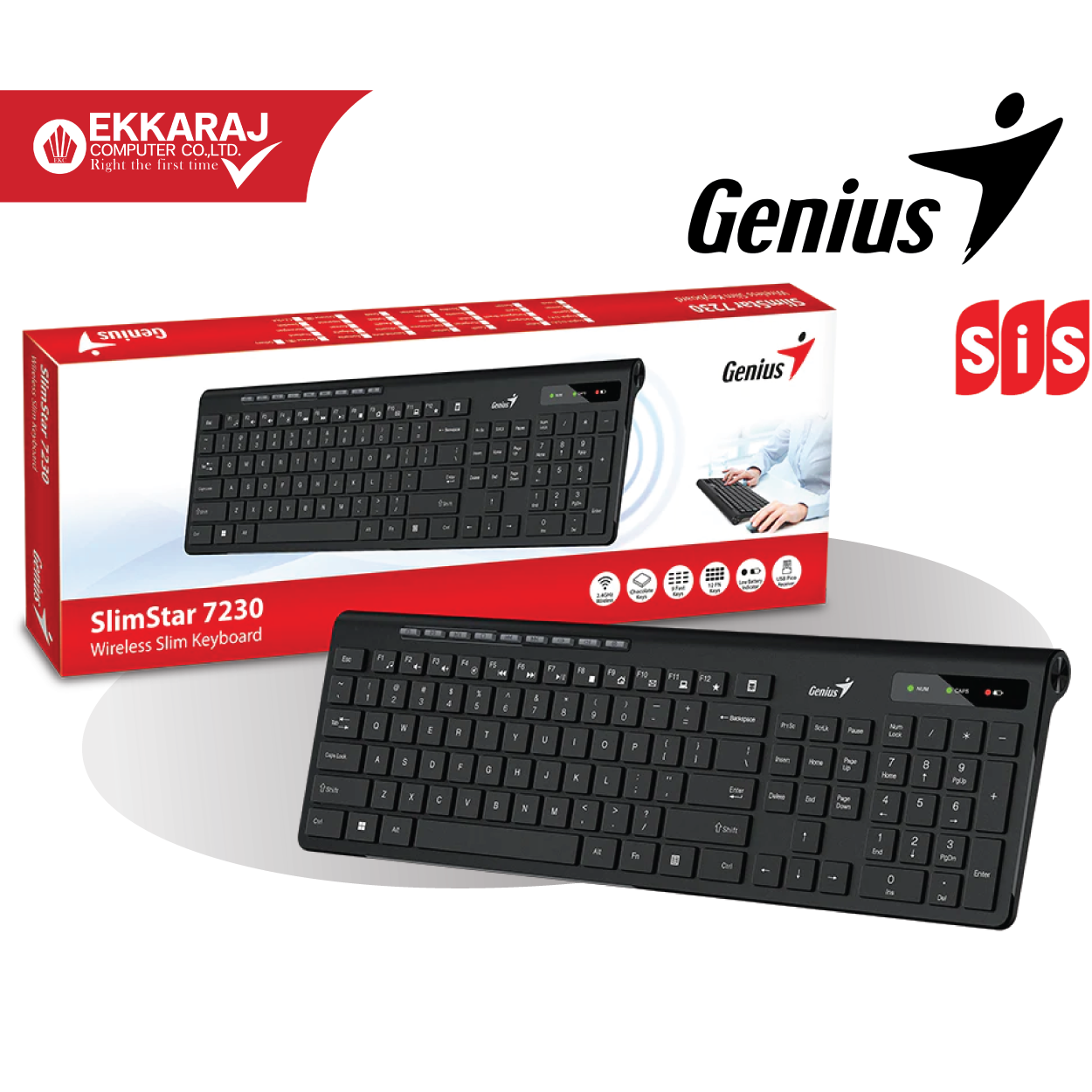 Genius Wireless Keyboard (คีย์บอร์ดไร้สาย) SlimStar 7230/GNS ...