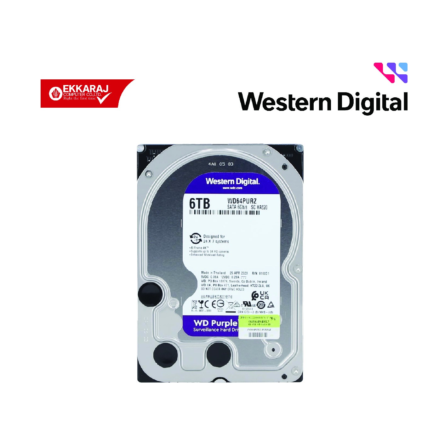 Ekkaraj Computer product ฮาร์ดดิสก์-hard-disk-6-tb-wd-purple---sata3-wd64purz-sl-ekc-sl-we0396-RiEed