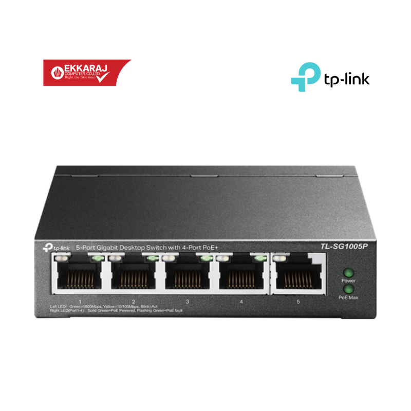Ekkaraj Computer product switch-tl-sg1005p-v5-สวิตช์-tp-link-5-port-gigabit-desktop-switch-with-4-port-poepl-GaMUC