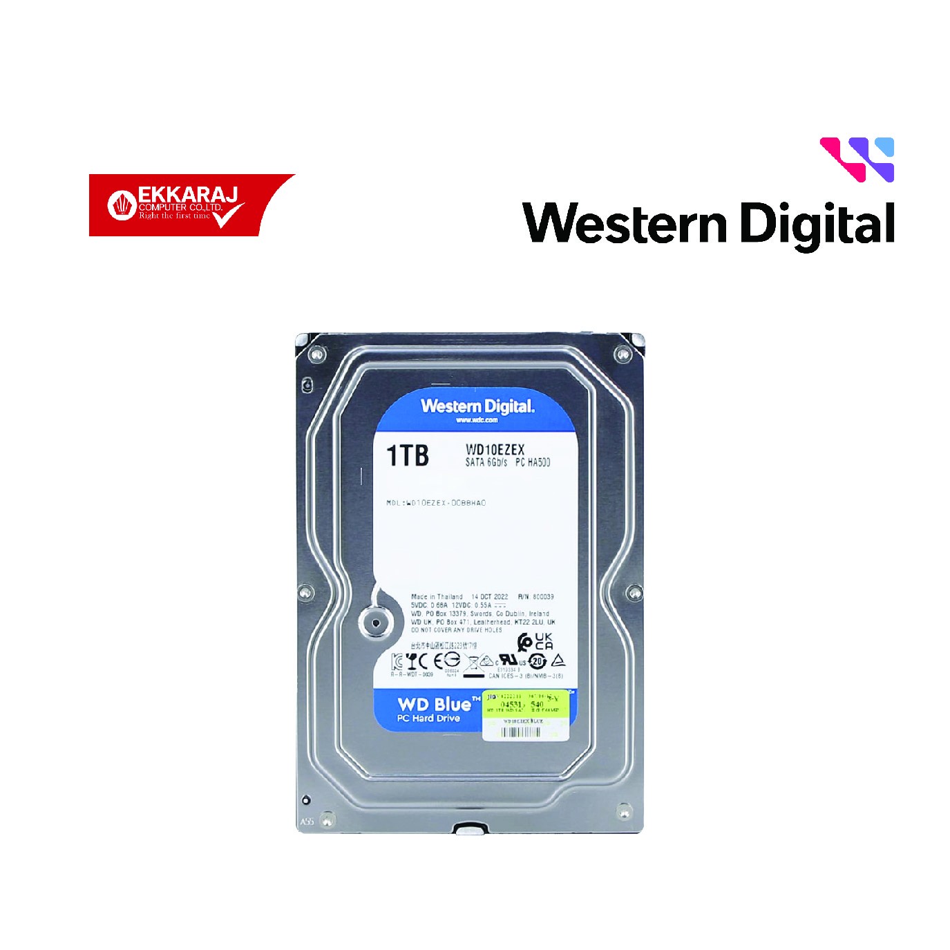 Ekkaraj Computer product ฮาร์ดดิสก์-1-tb-hdd-hard-disk-wd-blue---7200rpm-sata3-wd10ezex-sl-ekc-sl-we0048-oOTYA